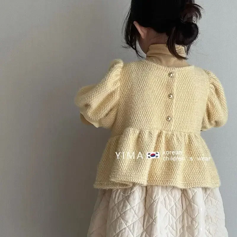 Children Clothing 2025 Autumn Winter Korean Style Girls Cause Sweet Fashion Set Shirt Coat Three Pieces Clothes Set image 2