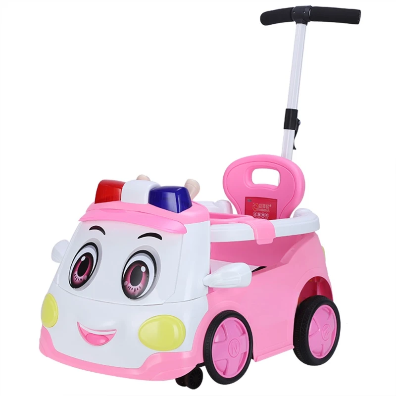 Pink 2 to 4 Years Baby Ride On Car With Push Handle