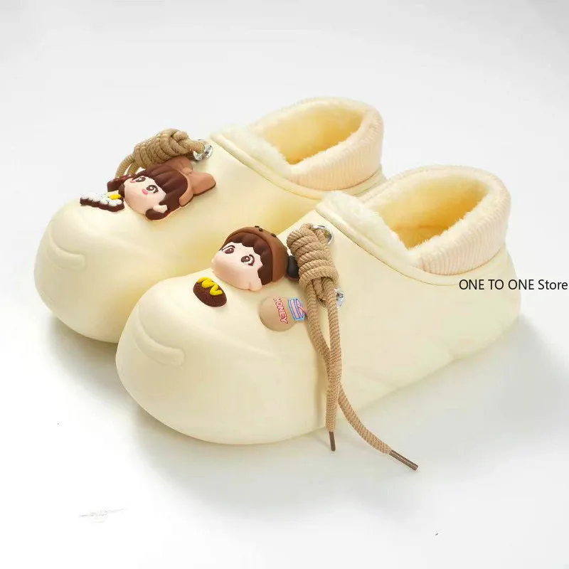 الجملة نعال من القطن مقاوم للماء جديد Sle Fce اصطف ثي كعب داخلي ملابس خارجية المنزل الدافئة القطن Oes للرجال والنساء الشقق #2