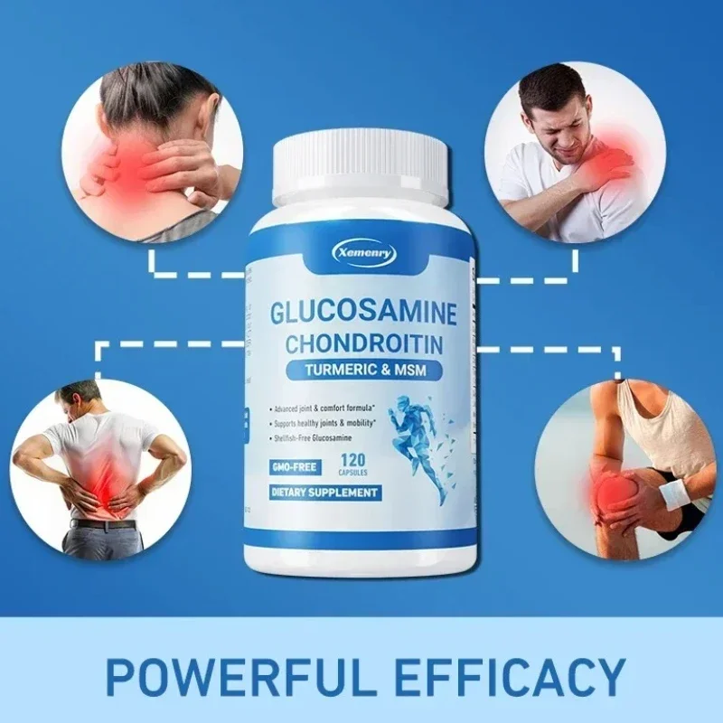 Glucosamine Chondroitin Turmeric & MSM Supplements - for Hips, Knees Comfort, Relieve Joint Pain, for Joint and Bone Health