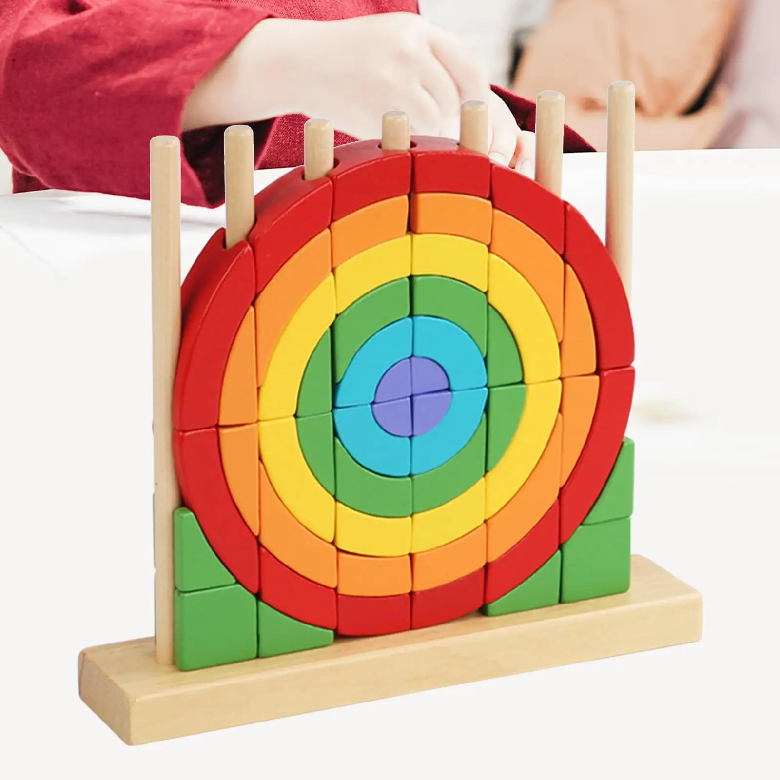 Montessori ไม้ Rainbow Stacking ของเล่น Rainbow Stacker, Early Development, บล็อกอาคารไม้ชุดของเล่นสําหรับเด็ก