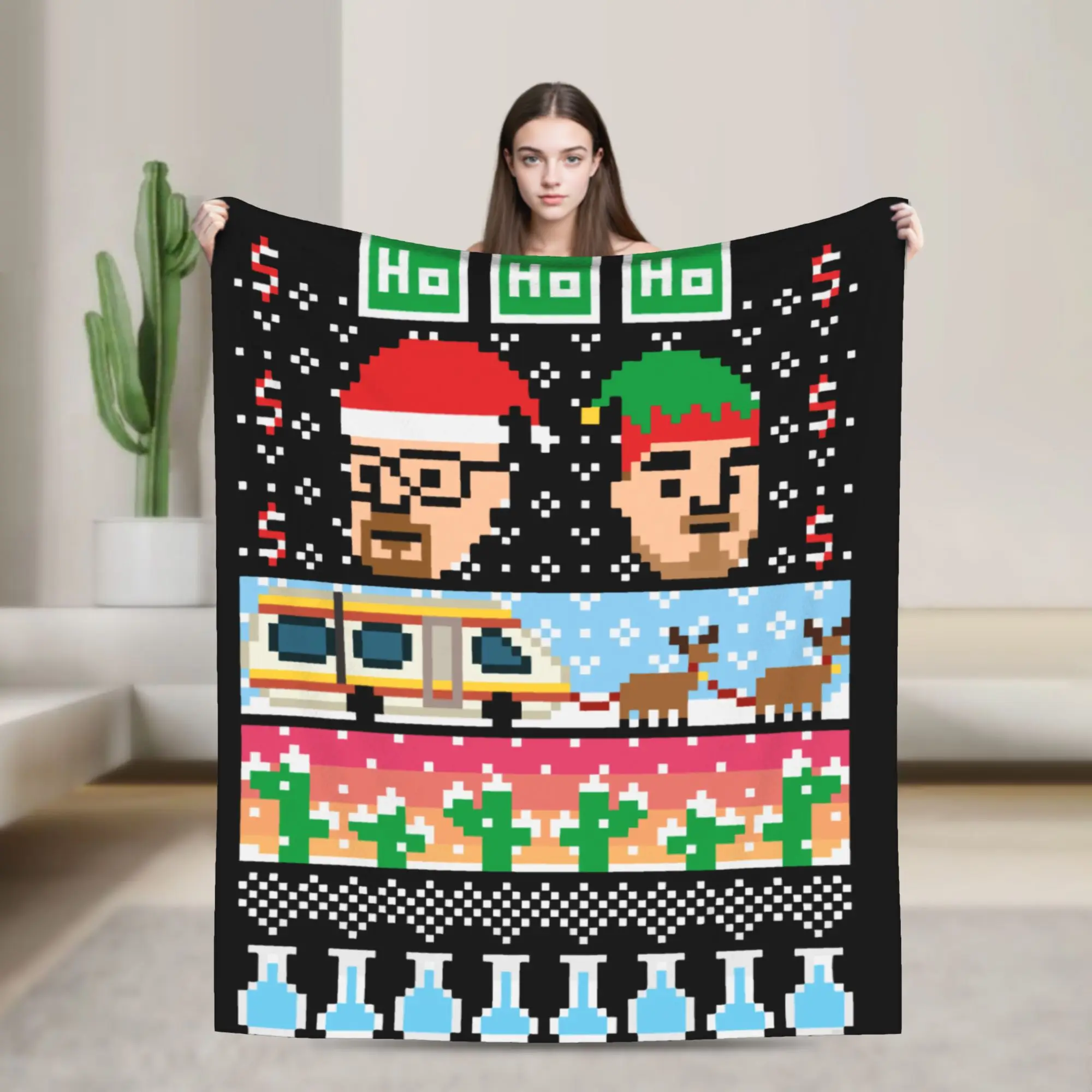 Breaking Bad Ugly Christmas Style Knitted Blankets Flannel Walter White Ultra-Soft Throw Blankets for Travel Bedroom Quilt