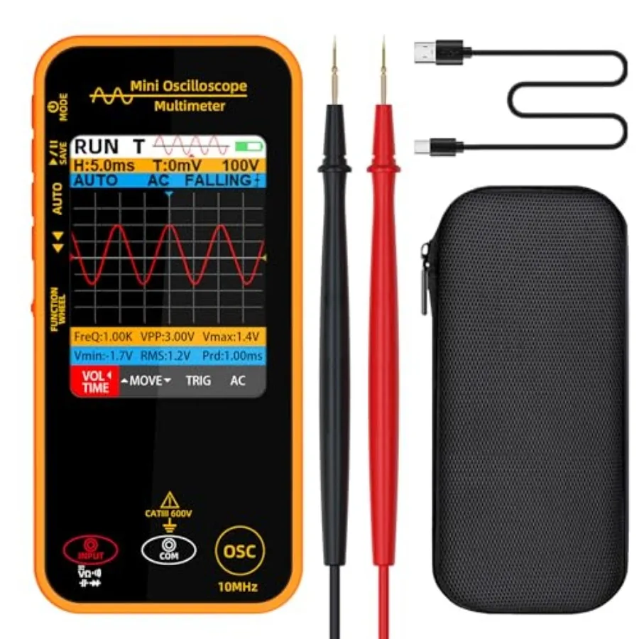 

OS1 Digital Oscilloscope Multimeter 10MHz Bandwidth Handheld oscilloscope with 48MSa/s Sampling Rate 3.2" TFT LCD Rechargeable