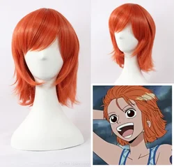 Anime giapponesi donne Nami parrucca cosplay Nami arancione capelli corti partito sexy parrucca arancione costumi parrucca Cosplay arancione