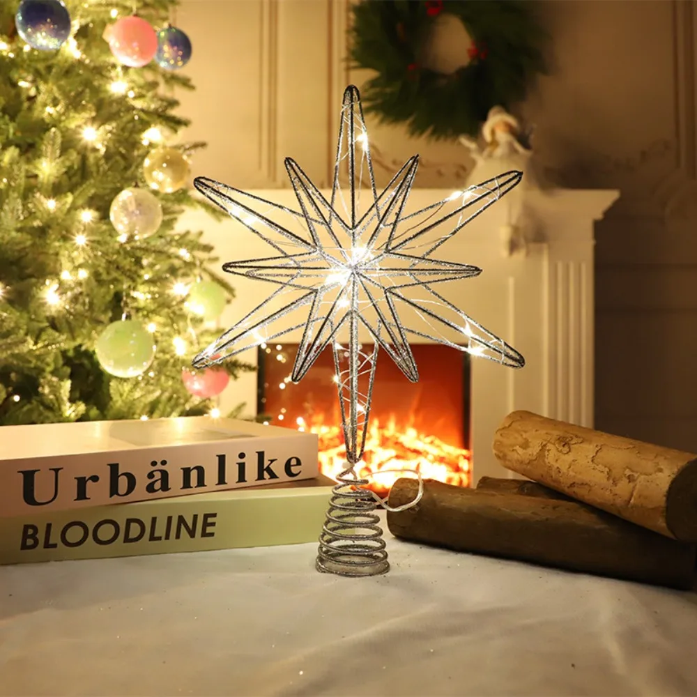 Luces LED Adornos para árbol de Navidad Estrella Brillo Brillante  Decoración de copa de árbol de Navidad Adornos navideños de hierro Año  Nuevo / Artículos para fiestas, image size:1000x1000