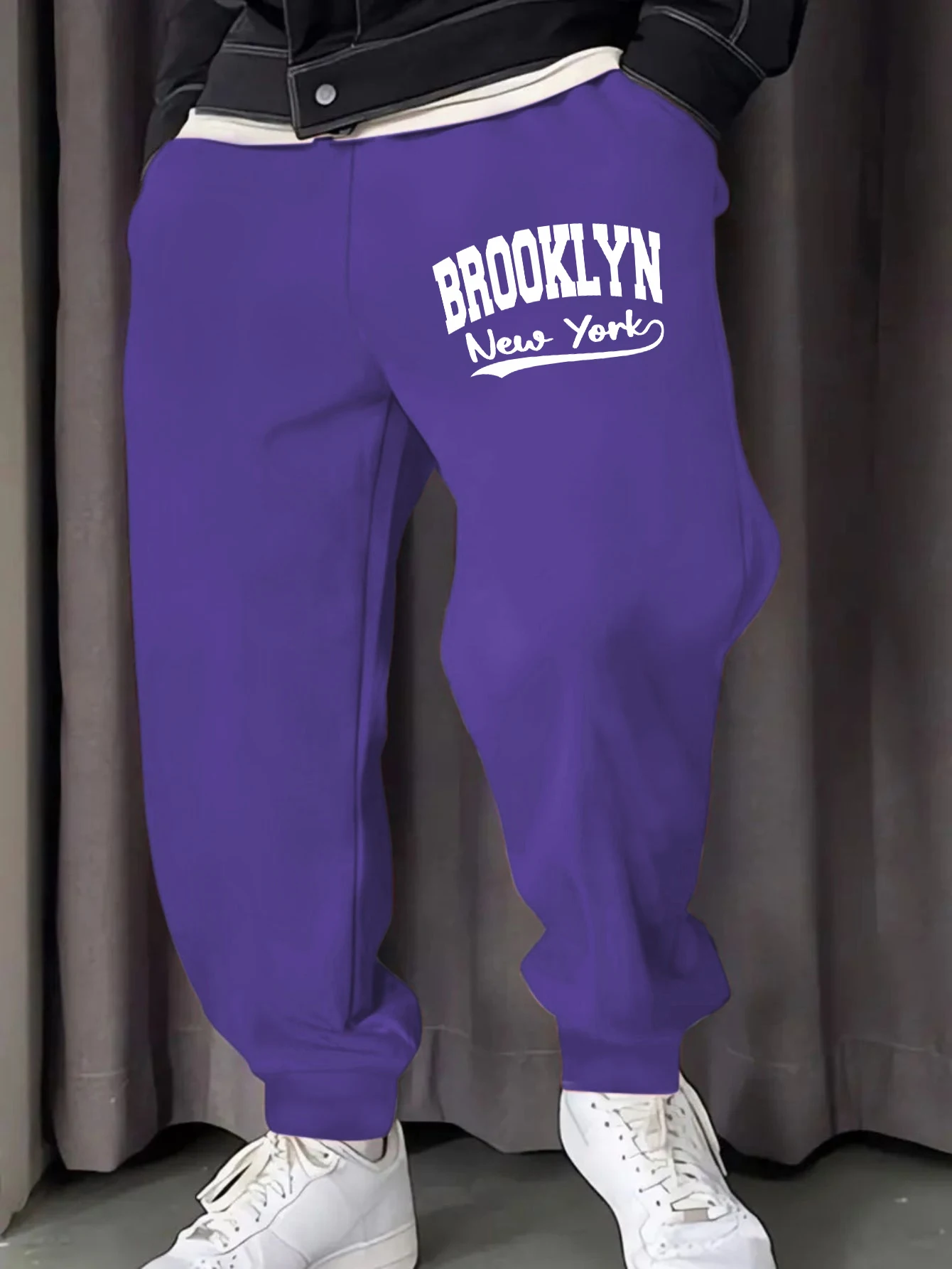 

New York Brooklyn City Printed Man Sweatpant Hip Hop Autumn Trousers Versatile Fashion Jogging Pants Fleece Pocket Sportswear