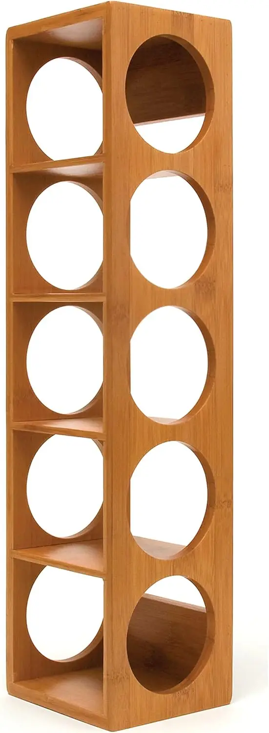

Bamboo Wood Stackable 5-Bottle Wine Rack, 20-3/4" x 5-3/8" x 4-3/4", Elegant Storage Solution