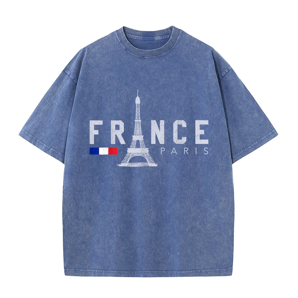France Paris T-Shirt French Flag Eiffel Tower Souvenir Gift 한국인 Tシャツ Shirt Herren Summer Humor Graphic Tee Funny Quote Short