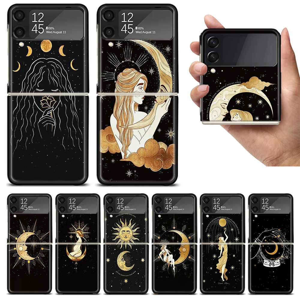 Witches Moon Tarot Mystery Totem Zflip4 Zflip5 Phone Case For Samsung Z Flip3 Flip4 Flip5 5G zFlip 4 5 Cover Cellphone Shell Cas