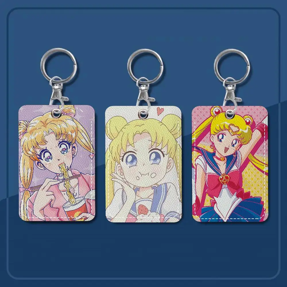 

Anime Girl S-Sailor Moon Badge Holder Keychain For Bank Business Work Card Holder Student Card Protective Case Bus Card
