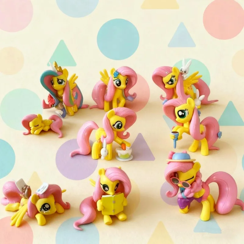 9피스 레인보우 마이 리틀 포니 동물 피규어 케이크 장식 장난감 어린이 생일 선물