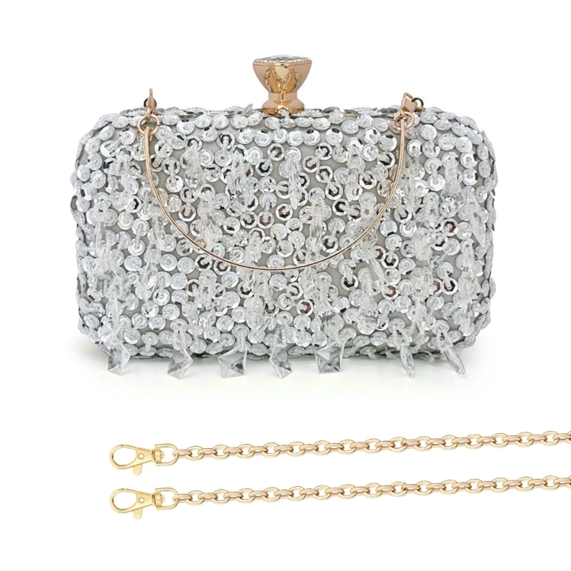 Sparkling Beaded Evening Bag with Spacious Interior Handbag for Party Essential 066F