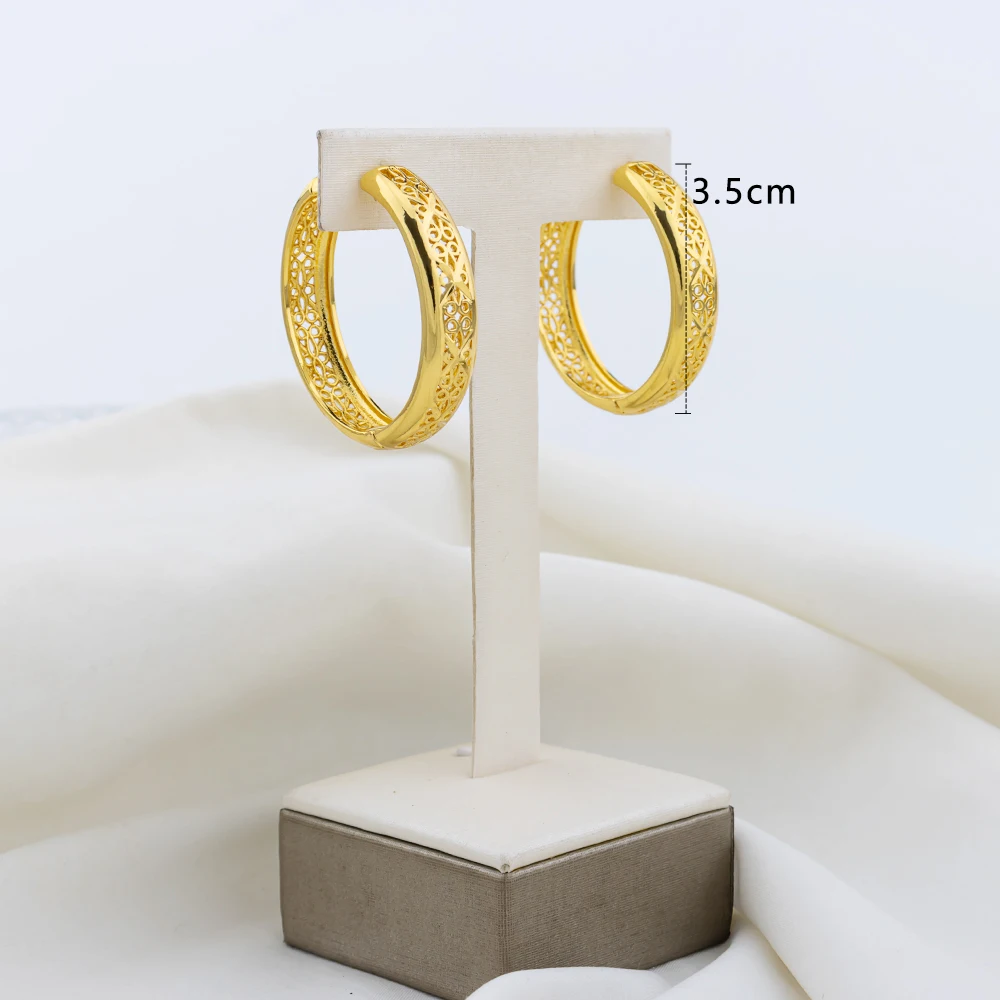 4set Gold Farbe Creolen für Frauen Exquisite Mode Runde Hohl-out Hochzeit Kupfer Ohrringe Engagement Schmuck Zubehör – Detail 16