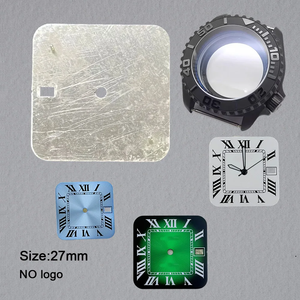 27mm No Logo Watch Roman Numerals Square Blank Dial For NH35 Movement Custom Logo Watch Dials Hands Accessories Repair Tools