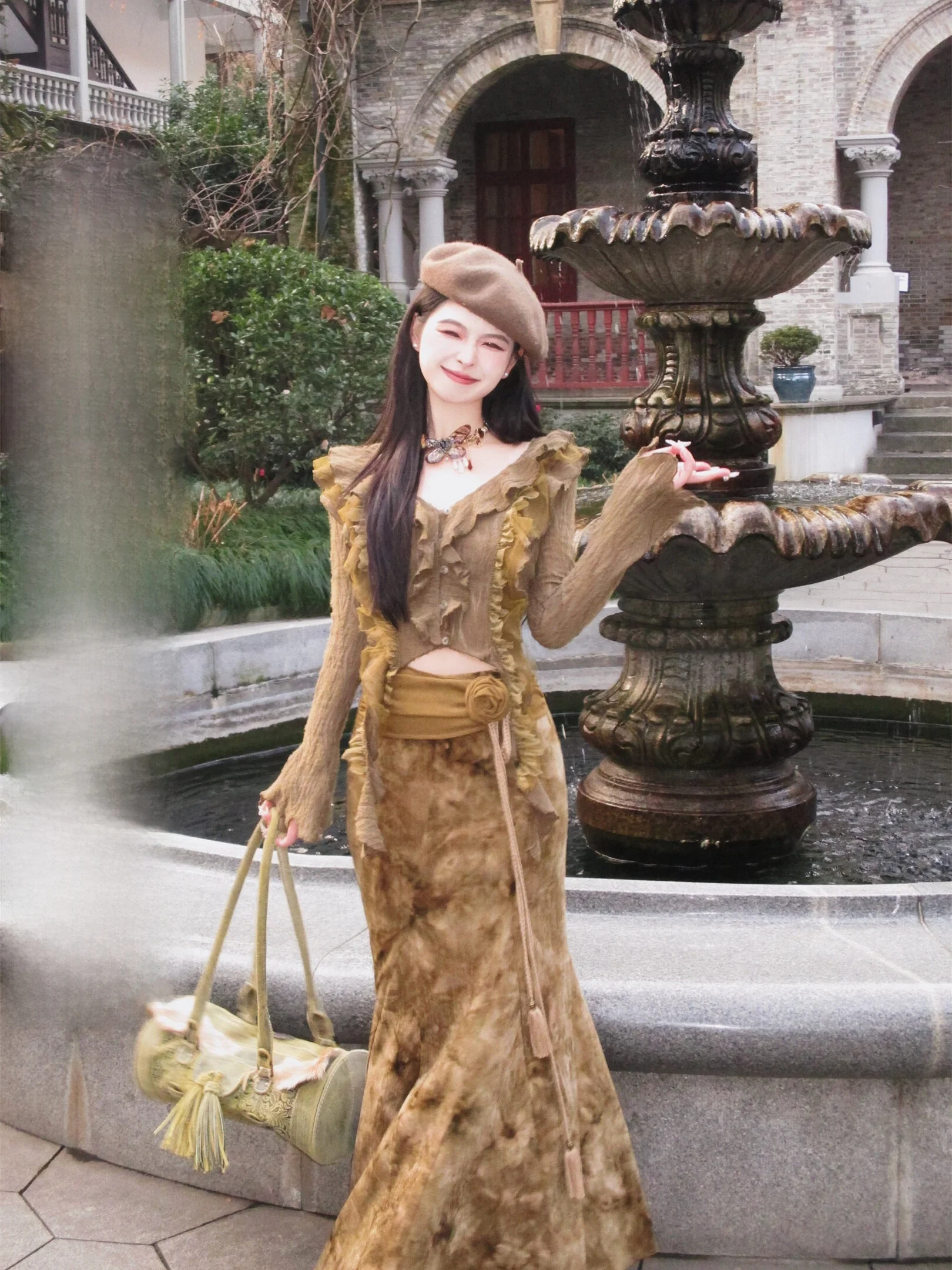 

Комплект WALKINK: юбка и топ с цветочным принтом на осень-зиму, съемный цветочный топ, женский модный костюм, художественный стиль, на все сезоны