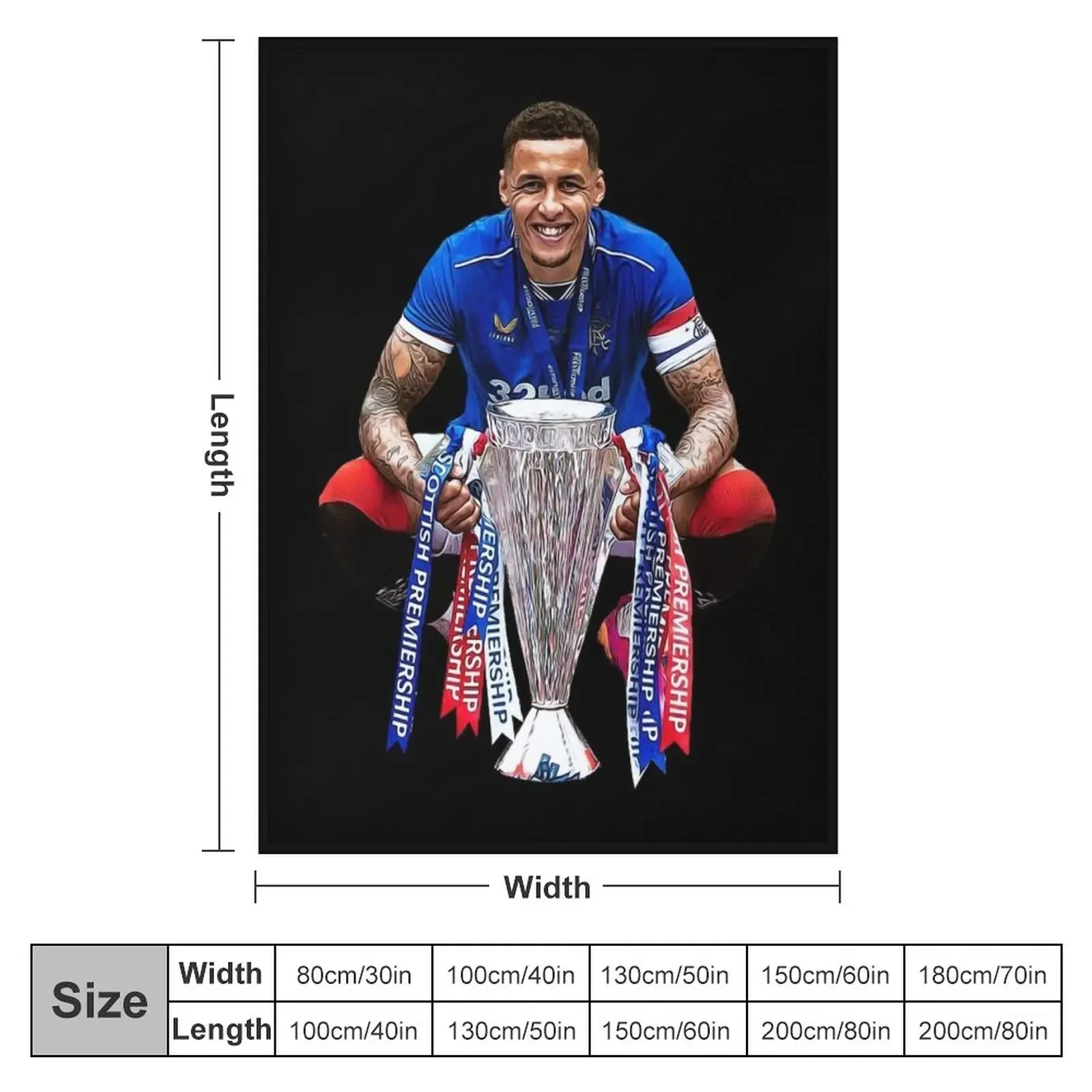 James Tavernier Celebration with Trophy Throw Blanket Sleeping Bag Soft Nap Blankets