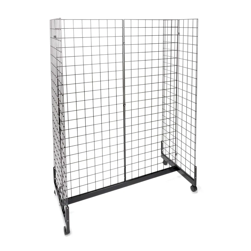 

US Shipping Gridwall Display Stand with Wheels 48L x 66H x 24W Durable Metal Grid Panel Unit with Base Casters