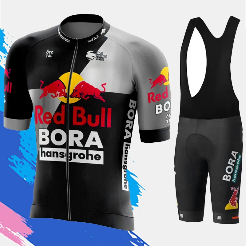 2025 RedBull معدات ركوب الدراجات بلوزة رجالية الصيف دراجة جيرسي مريلة الملابس السراويل هلام رجل الفانيلة السراويل القصيرة الزي الجبلي