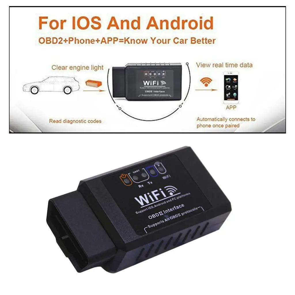 

Сканер Wi-Fi OBD2, беспроводной считыватель кодов, автомобильный диагностический инструмент, проверка света двигателя и многое другое для /Android/