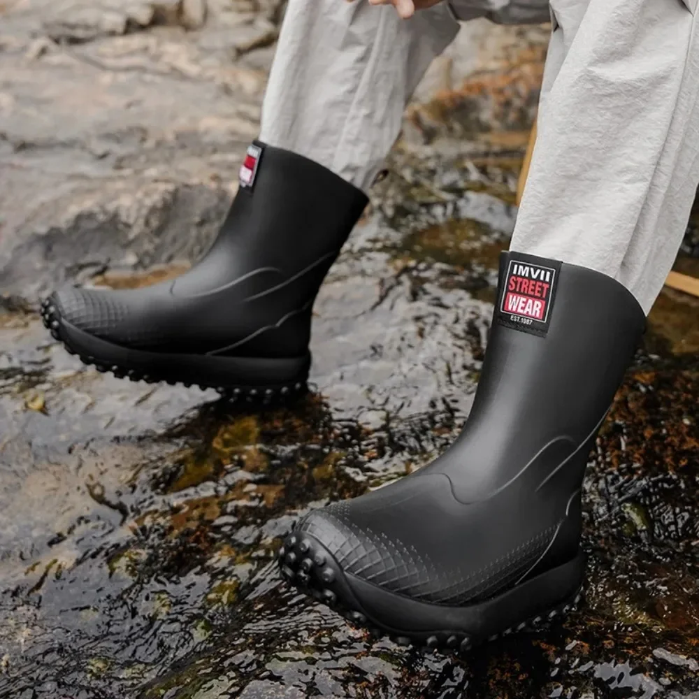 2026 الرجال مقاوم للماء منتصف العجل احذية المطر المضادة للانزلاق الصيد حديقة Wellies منصة في الهواء الطلق أصابع واسعة الكبار الشيف المطبخ أحذية رجالي