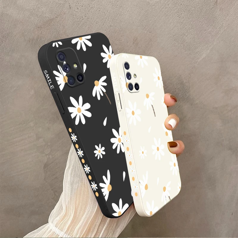 A51 White Sunflower Silicone Phone Case For Samsung Galaxy A51 Shatterproof Camera Protection Galaxy A51 4G Thin Soft Back Cover