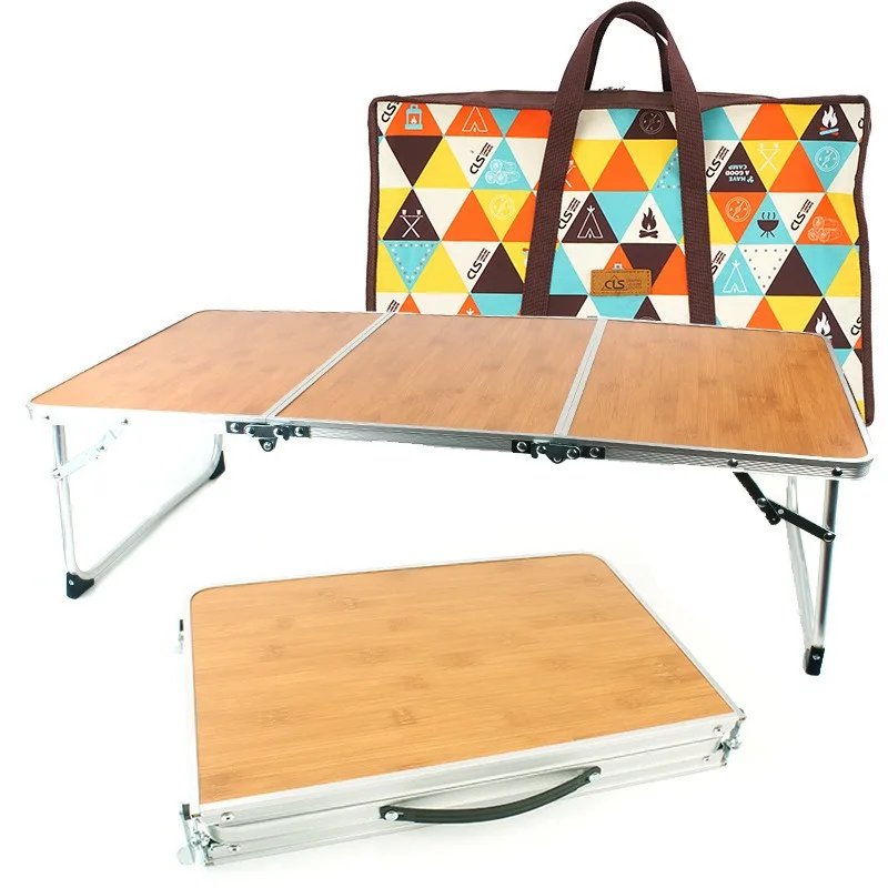 Outdoor folding table, picnic barbecue bamboo wood bamboo board table
