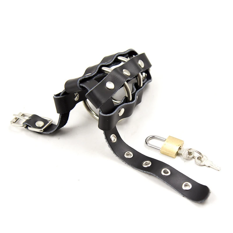 Leather Metal Penis Lock Chastity Cage Male BDSM Bondage Chastity Device Penis Sleeve Cock Cage Adult Games Sex Toys for Men Gay