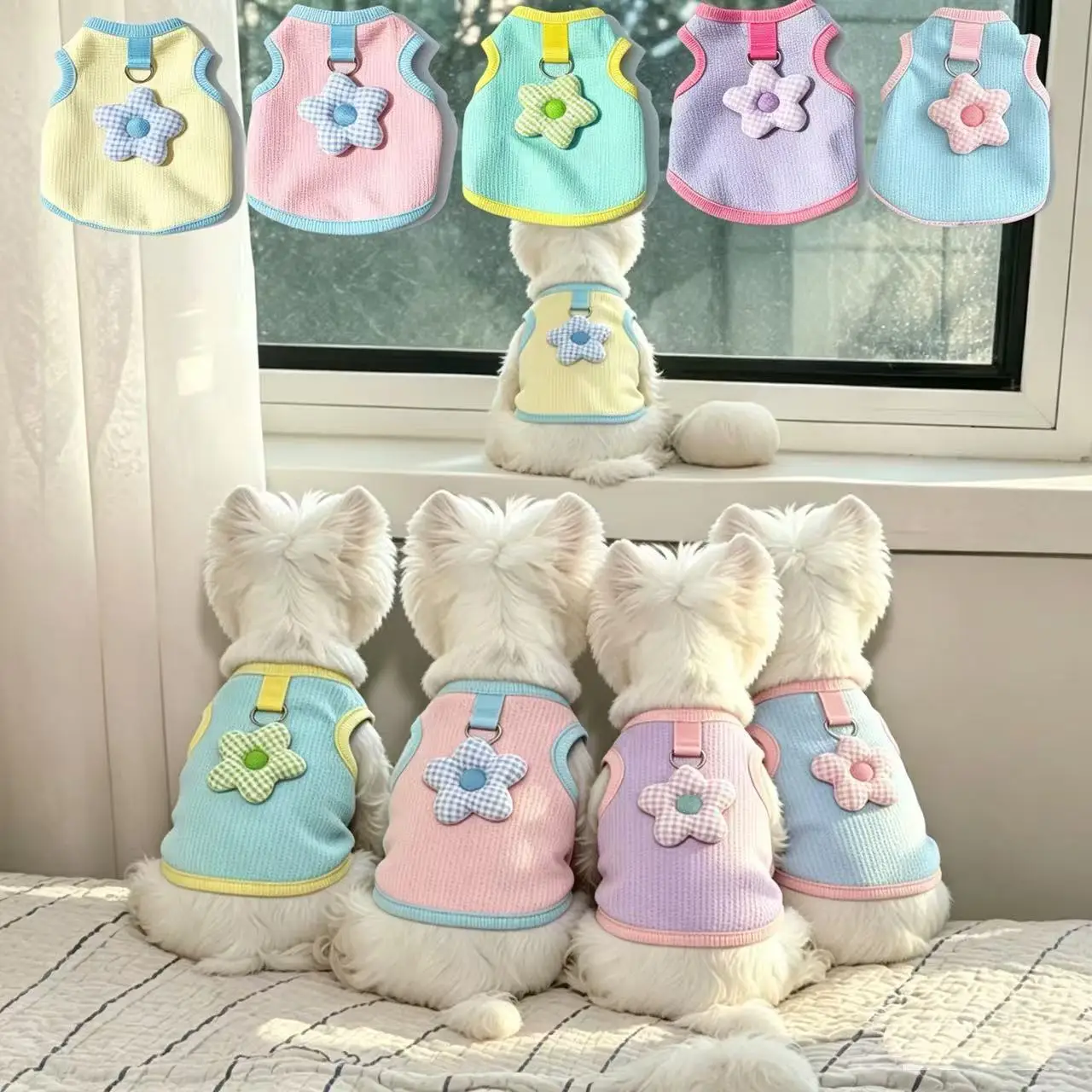 

Pet Dog Spring Summer Cat Leads Dog Clothes Products Cat Anti Loss Breathable Sun Protection Tractable Teddy Vest Cat Supplies