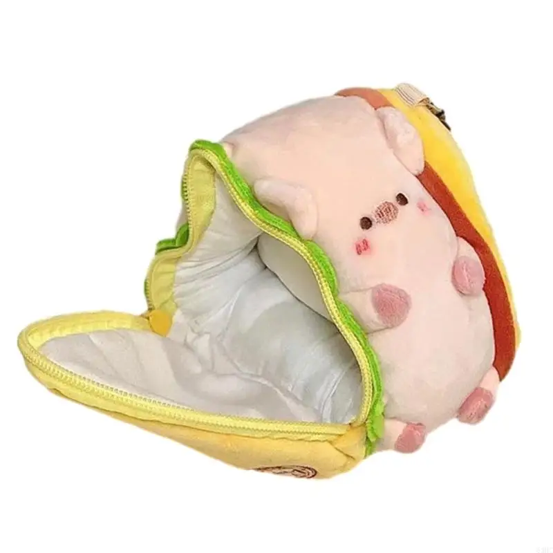 

63HC Small Pig Sandwich Coin Wallet Keychain Colorful Sandwich Piggy Keyring Practical Bag Accessory Carnoon Animal Decor