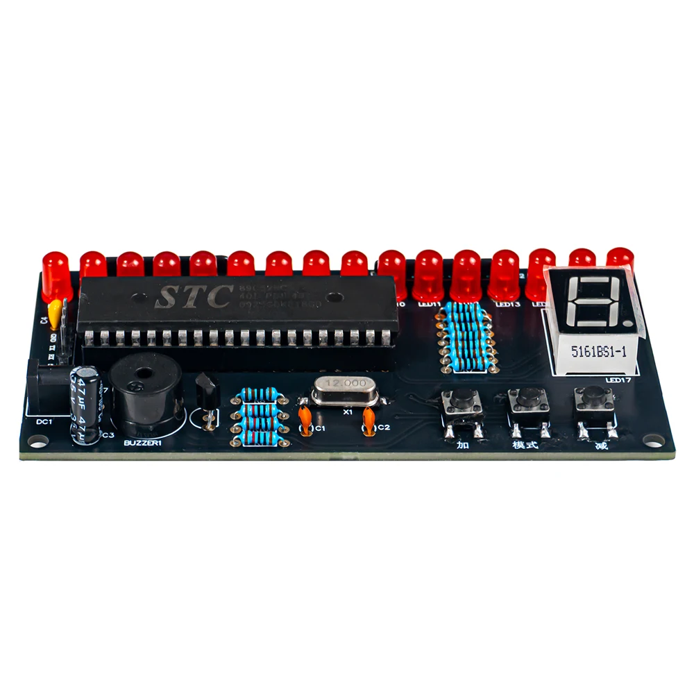 DIY Adjustable Speed LED Music Flowing Light Electronic Kit Multi Form Adjustable DIY Practice Kit STC89C52RC PCB Soldering DC5V