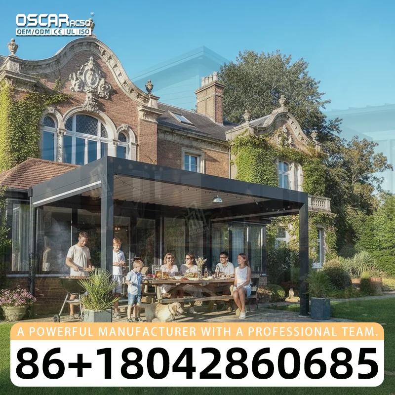 Retractable Electric Metal Canopy Louvered Aluminum Pergola 4x6 for Sun Yard Bioclimatic Design Suitable for Backyard Patio Gard