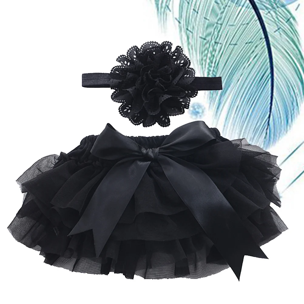 1 pz gonna tutu neonate raso nero elastico in vita morbida protettiva strati di tulle vestiti per fotografia di compleanno neonato