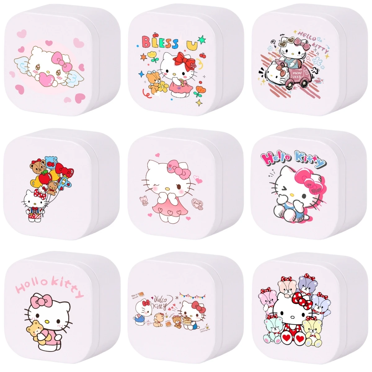 Anime Sanrios 5.5x5.5x4.3cm Mini Tea Cans Portable Hello Kitty Kuromi My Melody Coffee Candy Chocolate Square Iron Tin Box Case