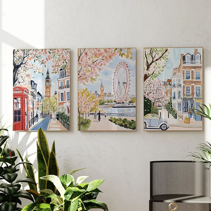 3PCS 런던 도시 풍경 포스터 건축 벽 아트 인쇄 여 - Home Decor London 리뷰 및 가격