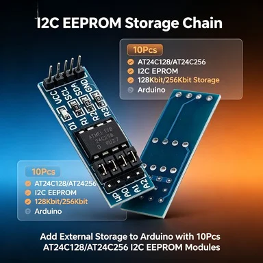 10Pcs 24C128/24C256 I2C EEPROM Module, 128Kb/256Kb External Memory Board for Arduino/STM32