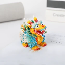 SHINNYGIFTS QI LIN Feng Shui Trinket Box Hand Painted Enameled Collectible Decoration Statue for Protection and Wealth Luck