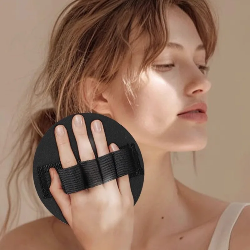 فرك الظهر غير المؤلم وفرك الطين للنساء مع كعك دائري من الجلد للاستحمام، منشفة حمام على شكل إصبع #1