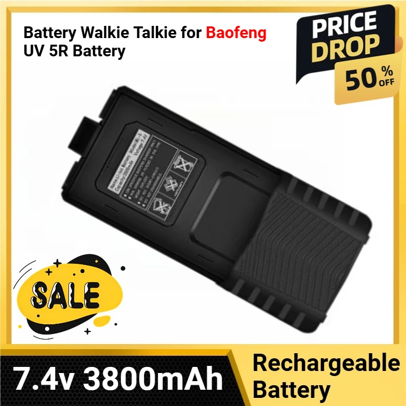 

7.4v 3800mAh Battery Walkie Talkie for Baofeng UV 5R Battery For Pofung UV5R UV-5RE DM-5R Plus RT5 BL-5 BF-F8 RT-5R