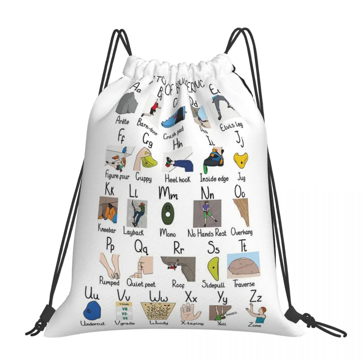 

A To Z Of Bouldering Backpacks Portable Drawstring Bags Drawstring Bundle Pocket Storage Bag Book Bags For Man Woman Students