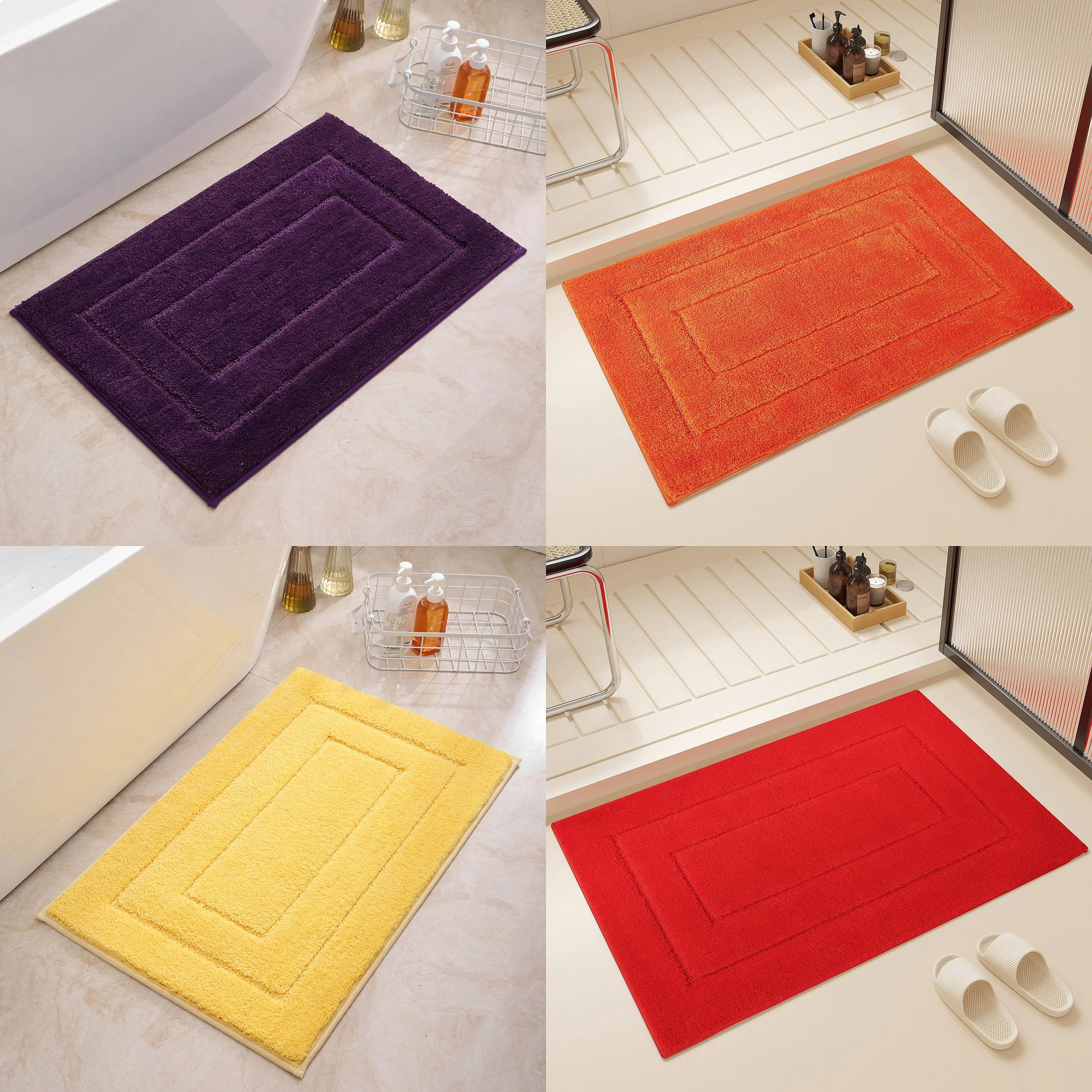 Bathroom Absorbent Doormat Non-Slip Floor Mat Entrance Rug Smoke Purple