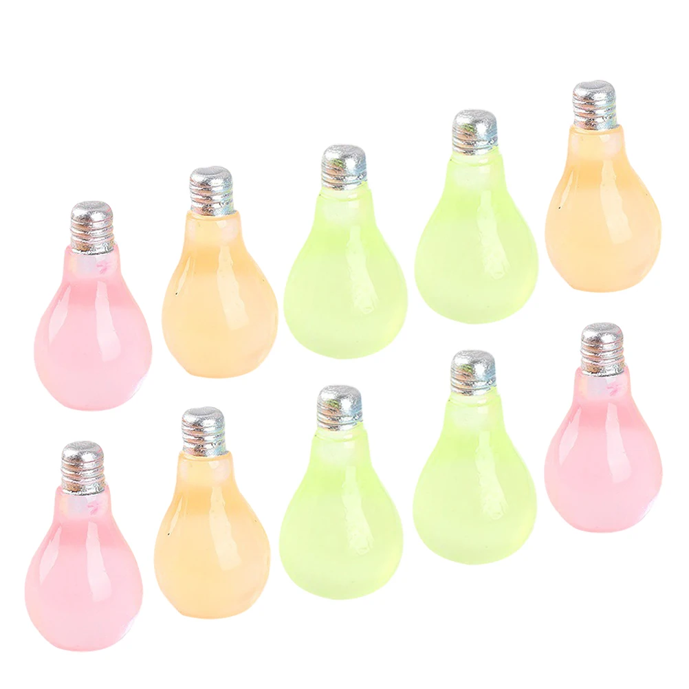 

10pcs Miniature Resin Bulb Charms Luminous Small Light Bulb DIY Crafts House Accessories Jewelry Making Supplies Mini
