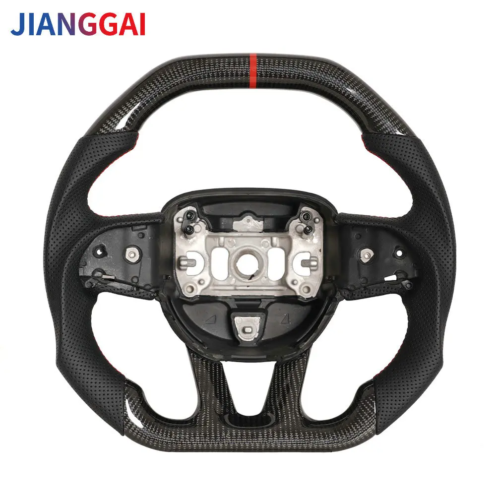 

Dry Carbon Fiber Steering Wheel For Dodge Challenger Charger HELLCAT 2015-2020 Flat-Top Flat Bottom Steering Wheel Accessories