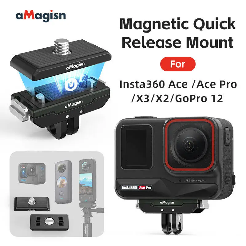 aMagisn For Insta360 AcePro Ace Metal Magnetic Quick Release Action Camera Acces