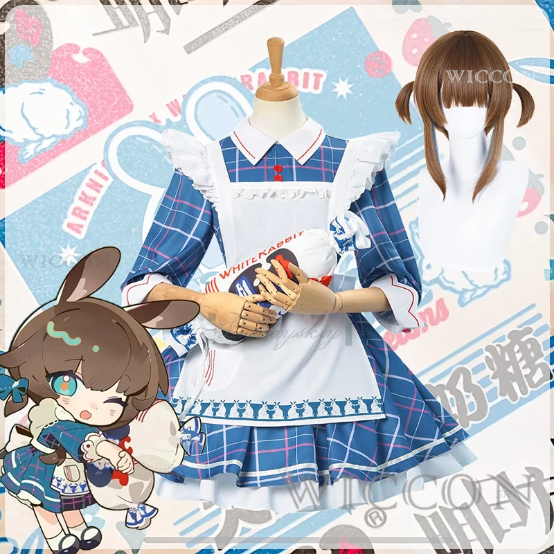 GAME Arknights Amiya Cosplay Costume White Rabbit Uniform Halloween Carnival Role Play Party Clothing Women Girls