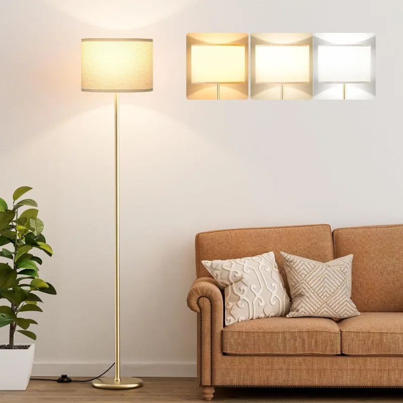 

60'' Modern Floor Lamp with Shade, Tall Lamps for Living Room, Bedroom, Office, Dining Room, Beige Shade