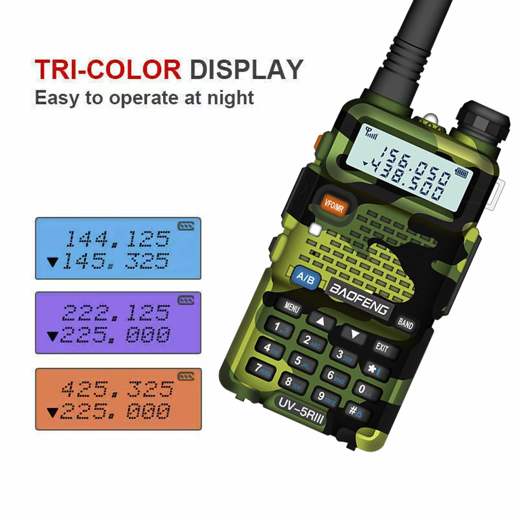 Original Baofeng UV5R III Walkie Talkie Dual Band 136-174Mhz & 400-520Mhz Portable Two Way Radio BF HF Transceiver FM Radio 5W