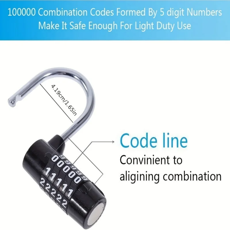 5 Digitals Code Password Combination Zinc Alloy Lock Padlock Hardware Accessories Waterproof Padlock Security