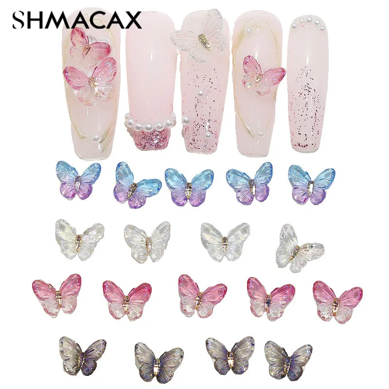 3D Butterfly Aurora 20Pcs Star Colorful Nail Art Charm Biżuteria do paznokci Części do zdobienia paznokci do akcesoriów do manicure DIY