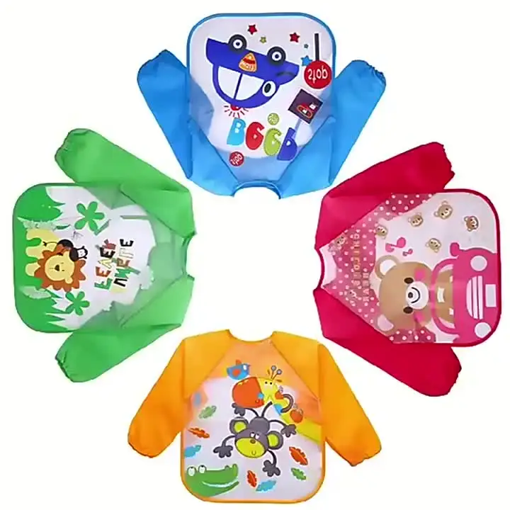 Baberos impermeables de EVA de manga larga para bebé, delantal para niños, bata de alimentación de manga larga, peto para comer, bufanda infantil, ropa