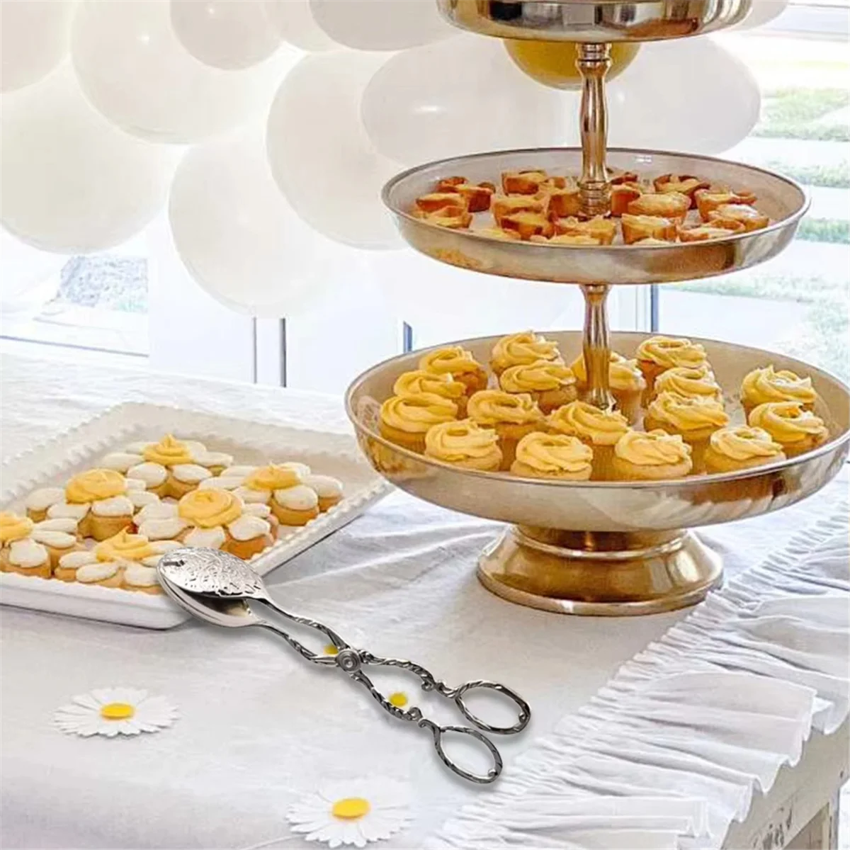 

A04I Fruit Salad Cake Clip Zinc Alloy Snack Pastry Clamp Self-Service Clip Food Serving Tongs Baking Barbecue Tool